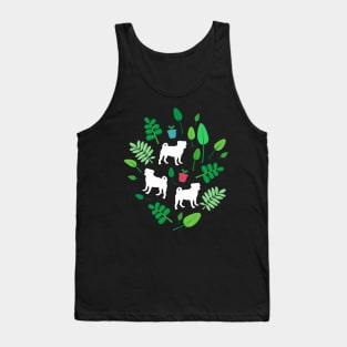 White Pugs with Leaves Tank Top